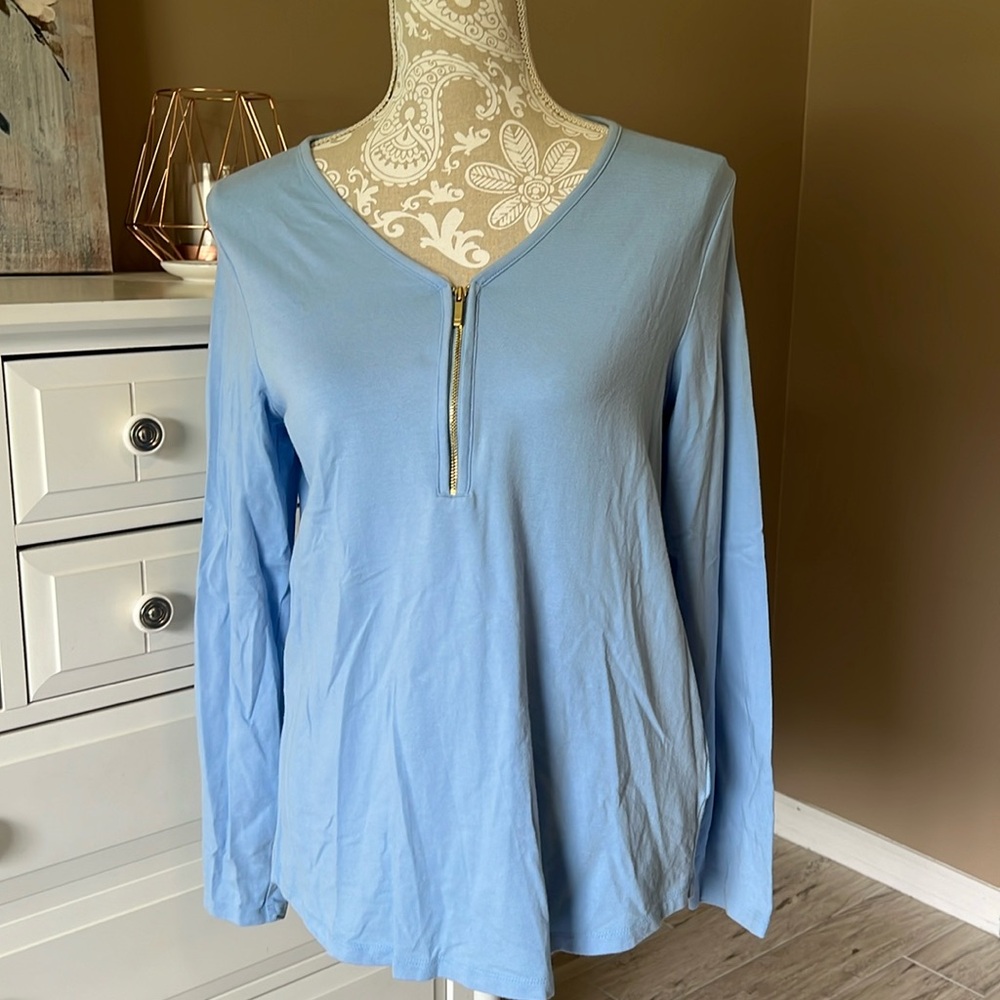 • Jones New York baby blue half zipper top, M •
